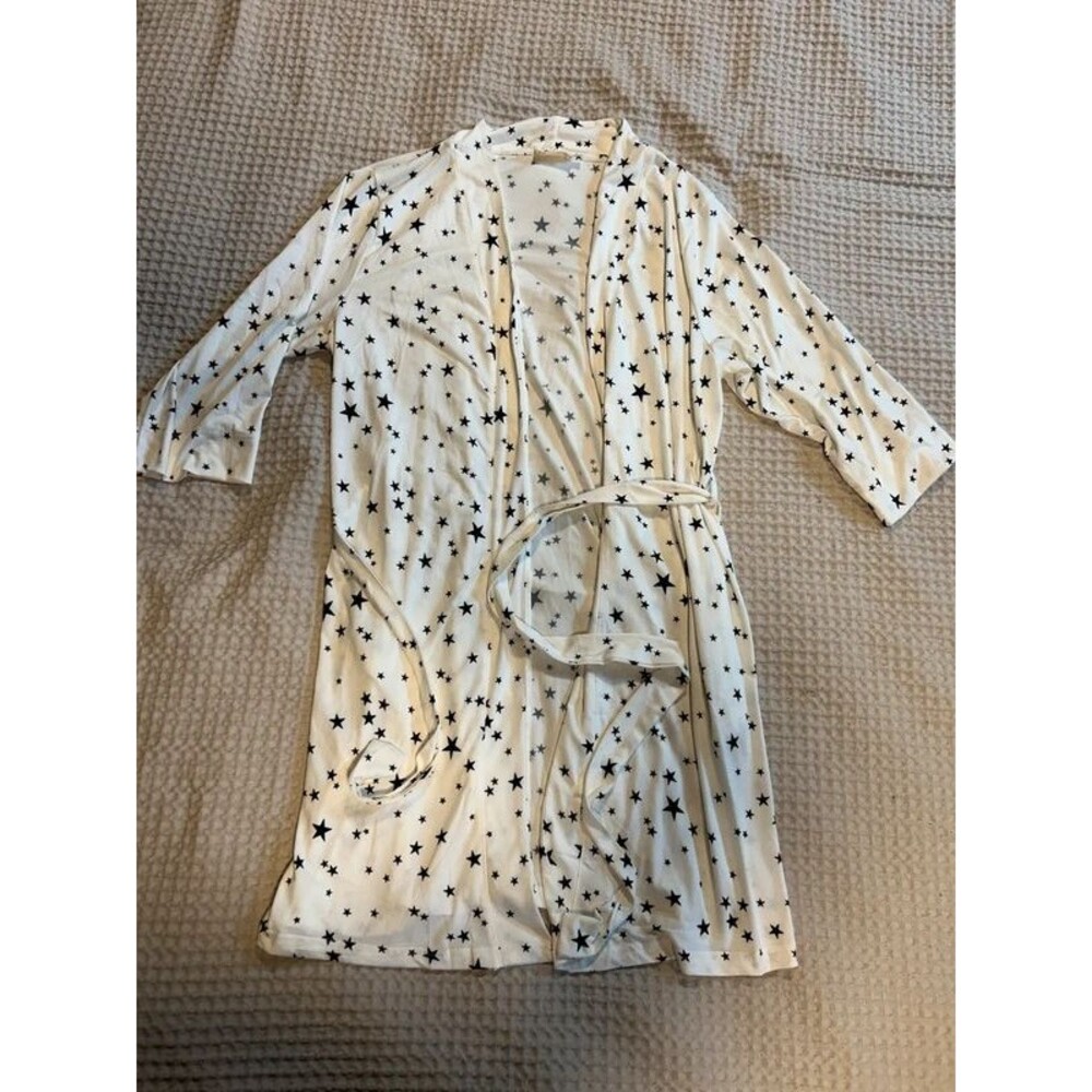 Ninexis Lightweight Robe White Black Size Medium